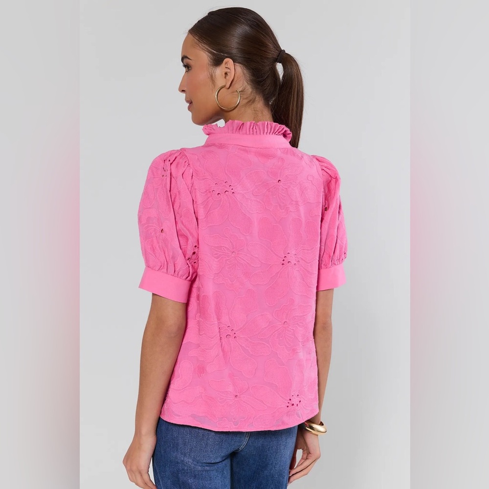 NWT Avara Elsa Pink Eyelet Spring Blouse Top - small/medium - pink - Picture 5 of 9